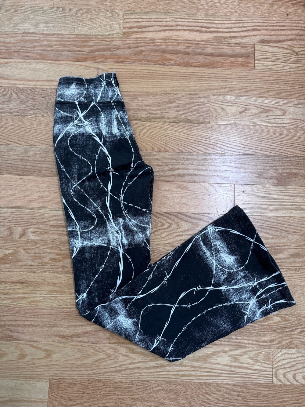 BDG Black Jeans with White Graphic Barbed-Wire Print
